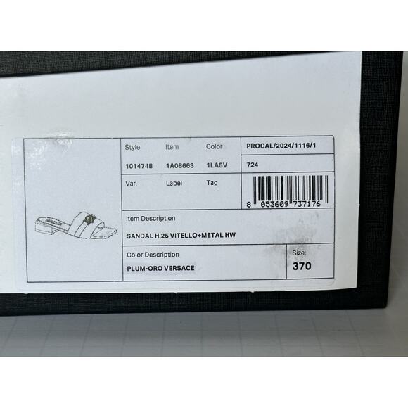 VERSACE Medusa Women's Plum Sandals 7 US (37 Euro) 1014748 Spain NIB $900 - Picture 13 of 15